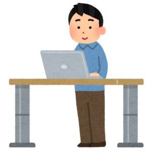 立って仕事をする人